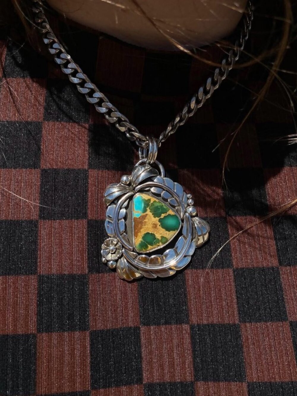Hi West Silver Polychrome Royston Full Bloom Pendant and Vintage Curb Chain - Picture 6 of 6